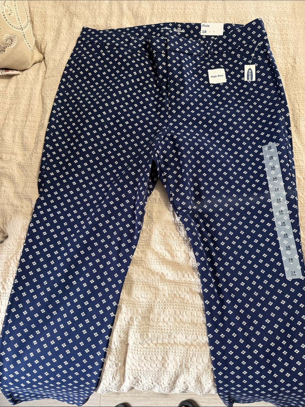 Pixi Navy Patterned Chinos - old navy